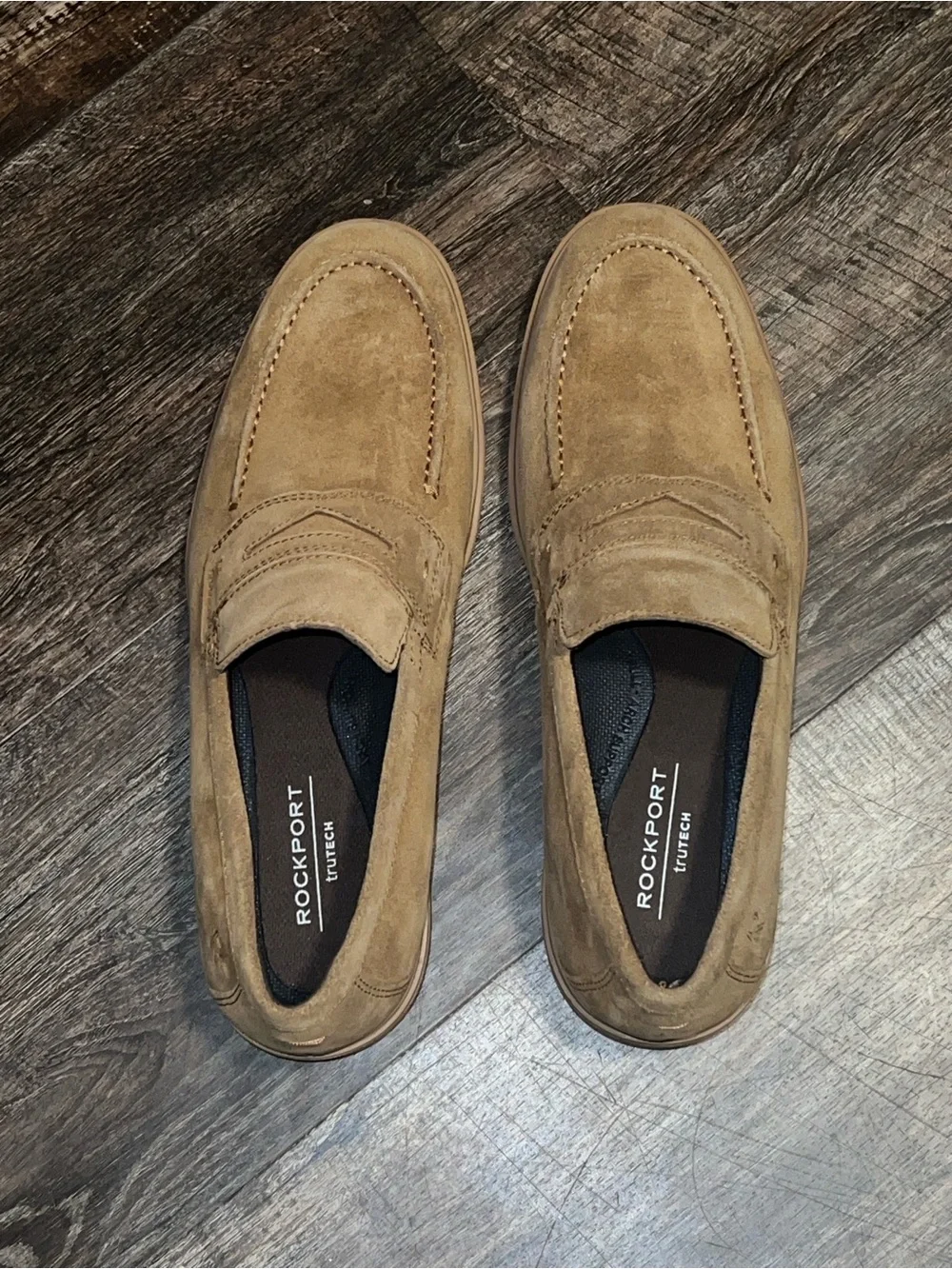 Rockport Men's Tan Suede Penny Loafers